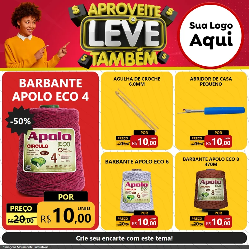 Modelo de Rede Social para Feed Facebook com o tema Aproveite e Leve Também para Armarinho e Aviamentos
