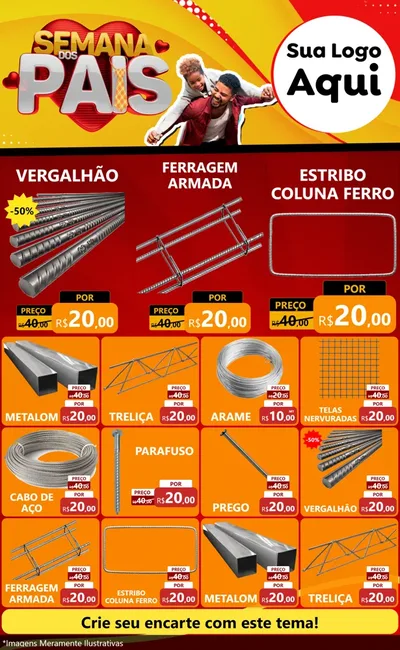 Modelo de Encarte para Encarte Grande com o tema Semana Dos Pais para Ferragens