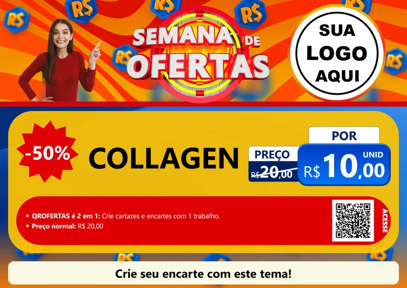 Modelo de Cartaz para Cartaz A4 Horizontal com o tema Semana de Ofertas para Suplementos alimentares