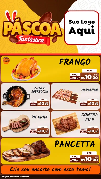 Modelo de TV para TV Vertical com o tema Páscoa Fantástica para Assados