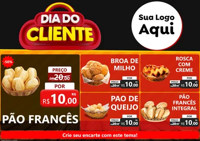 Modelo de Encarte para Encarte A4 Horizontal com o tema Dia do Cliente para Padaria