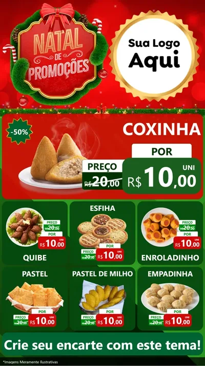 Modelo de Rede Social para Stories com o tema Natal de Promoções para Salgadaria