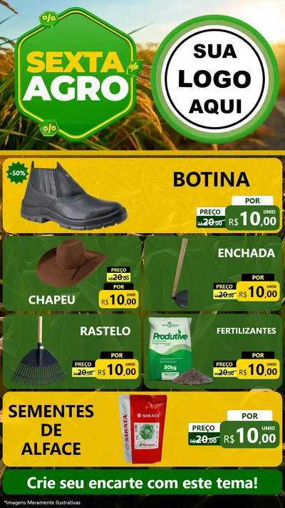 Modelo de TV para TV Vertical com o tema Sexta Agro para Agropecuária