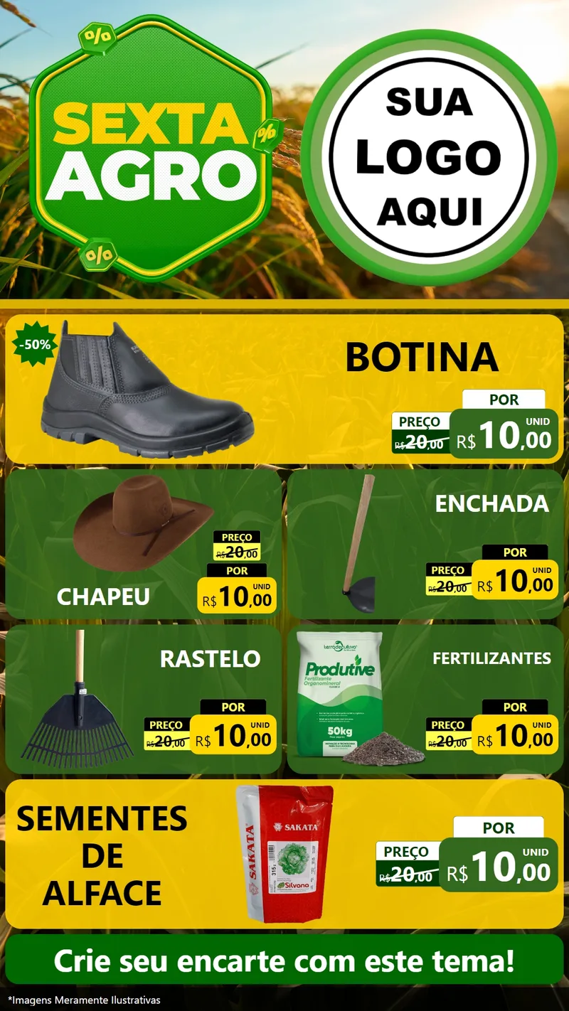 Modelo de TV para TV Vertical com o tema Sexta Agro para Agropecuária