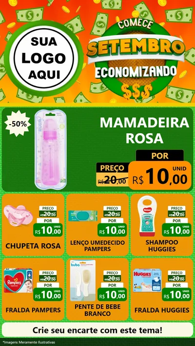 Modelo de Rede Social para Stories com o tema Comece Setembro Economizando para Bebês
