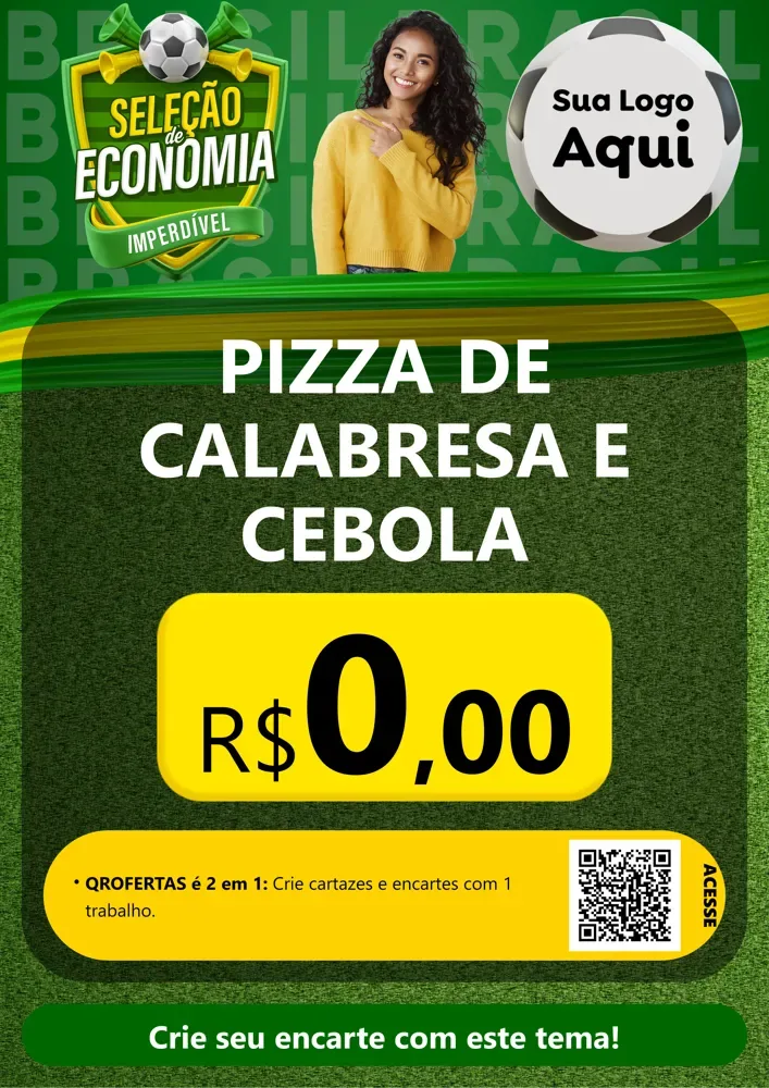Modelo de Cartaz para Cartaz A4 Vertical com o tema Seleção de Economia - Copa para Pizzaria