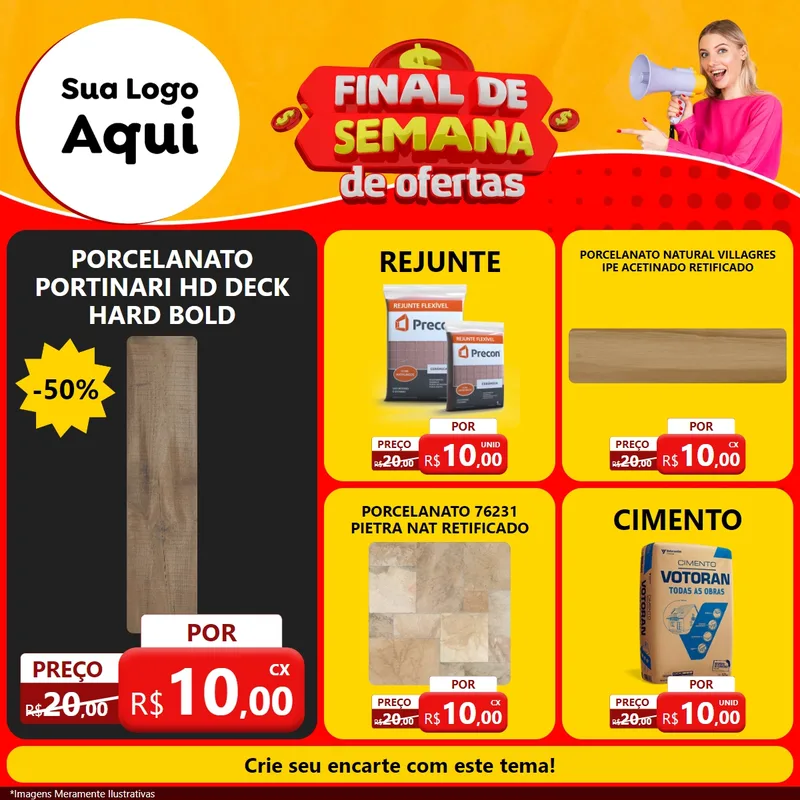 Modelo de Rede Social para Feed Facebook com o tema Final de Semana de Ofertas para Pisos e revestimentos