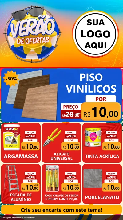 Modelo de Rede Social para Stories com o tema Verão de Ofertas para Material para Construção