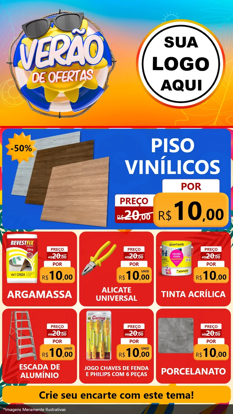 Modelo de Rede Social para Stories com o tema Verão de Ofertas para Material para Construção