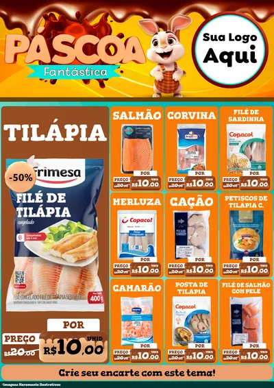 Modelo de Encarte para Encarte A4 Vertical com o tema Páscoa Fantástica para Peixaria