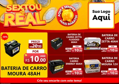 Modelo de Encarte para Encarte A4 Horizontal com o tema Sextou do Real para Baterias Elétricas