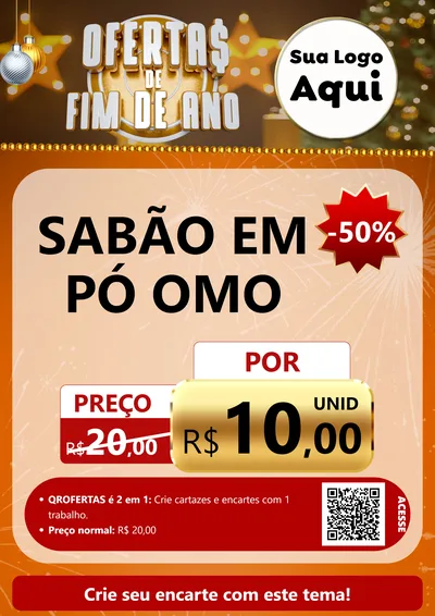 Modelo de Cartaz para Cartaz A4 Vertical com o tema Ofertas de Fim de Ano para Produtos de Limpeza
