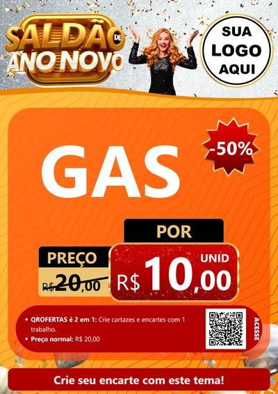 Modelo de Cartaz para Cartaz A4 Vertical com o tema Saldão de Ano Novo para Água e gás