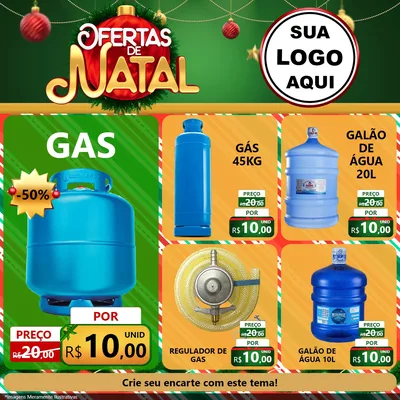 Modelo de Rede Social para Feed Facebook com o tema Ofertas de Natal para Água e gás