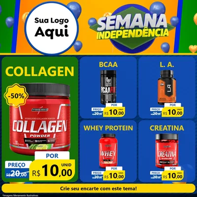 Modelo de Rede Social para Feed Facebook com o tema Semana da Independência para Suplementos alimentares