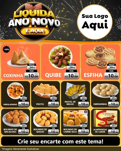 Modelo de Rede Social para Feed Instagram com o tema Liquida Ano Novo É Aqui! para Salgadaria