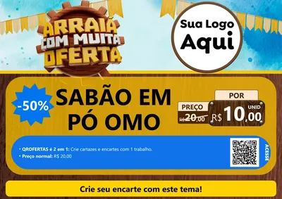 Modelo de Cartaz para Cartaz A4 Horizontal com o tema Ofertas de São João - Junina para Produtos de Limpeza
