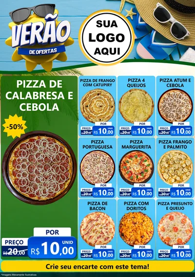 Modelo de Encarte para Encarte A4 Vertical com o tema Verão de Ofertas para Pizzaria