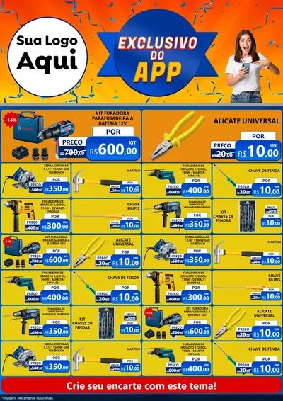 Modelo de Encarte para Encarte A4 Vertical com o tema Exclusivo do Aplicativo para Maquinas e Ferramentas