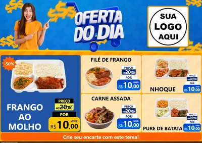 Modelo de Encarte para Encarte A4 Horizontal com o tema Oferta do Dia para Restaurante