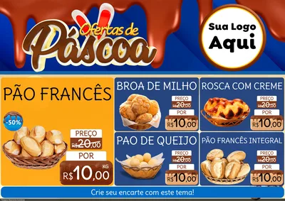 Modelo de Encarte para Encarte A4 Horizontal com o tema Ofertas de Páscoa para Padaria