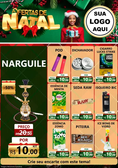 Modelo de Encarte para Encarte A4 Vertical com o tema Ofertas de Natal para Tabacaria