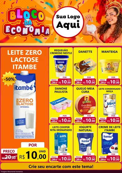 Modelo de Encarte para Encarte A4 Vertical com o tema Bloco da Economia para Frios e Laticínios