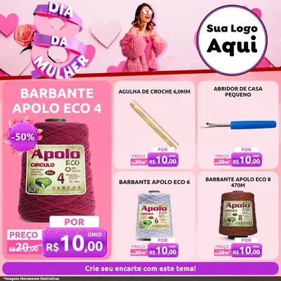 Modelo de Rede Social para Feed Facebook com o tema Dia da Mulher para Armarinho e Aviamentos