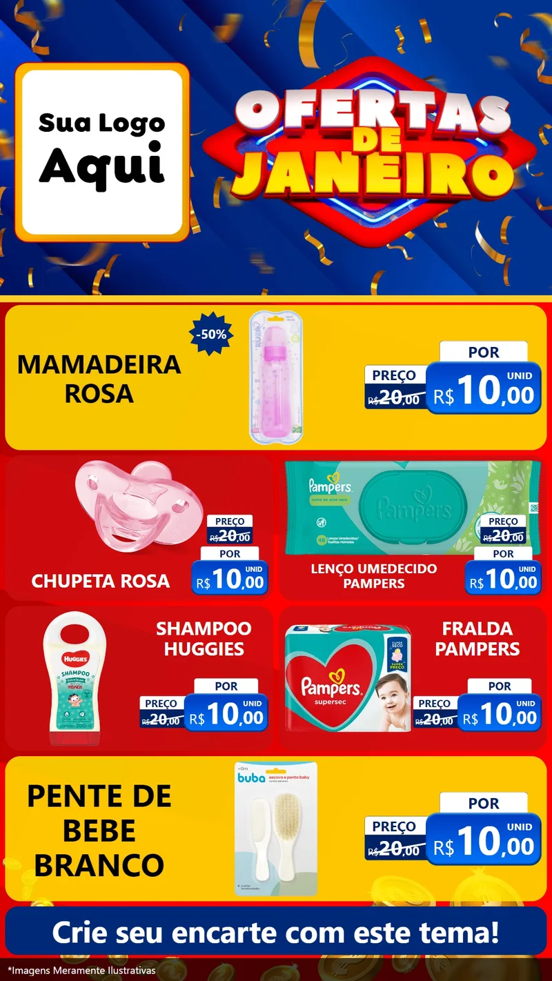 Modelo de TV para TV Vertical com o tema Ofertas de Janeiro para Bebês