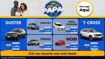 Modelo de TV para TV Horizontal com o tema Ofertas Imperdíveis Mês Do Papai para Concessionaria de Carros
