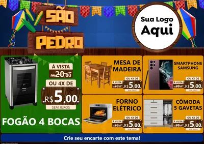 Modelo de Encarte para Encarte A4 Horizontal com o tema São Pedro para Móveis e Eletro