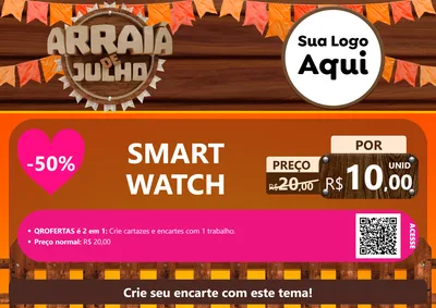Modelo de Cartaz para Cartaz A4 Horizontal com o tema Arraiá de Julho - Junina para Informática