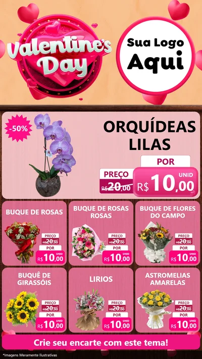 Modelo de Rede Social para Stories com o tema Valentine's Day para Floricultura e jardim
