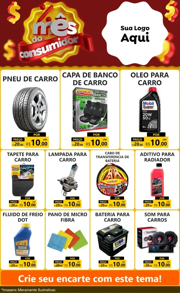 Modelo de Encarte para Encarte Grande com o tema Mês do consumidor para Auto peças