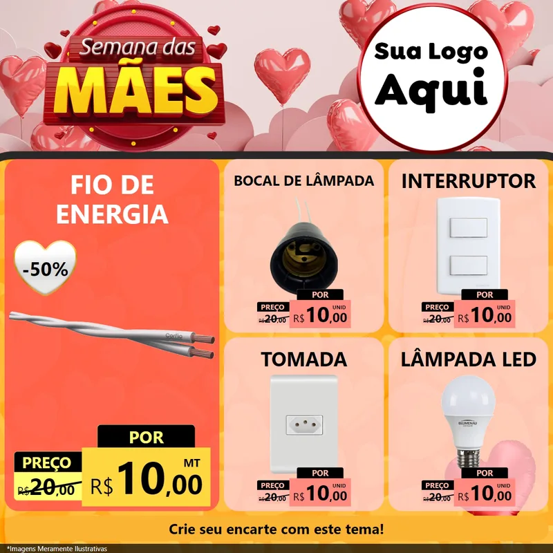 Modelo de Rede Social para Feed Facebook com o tema Semana das Mães para Materiais Elétricos