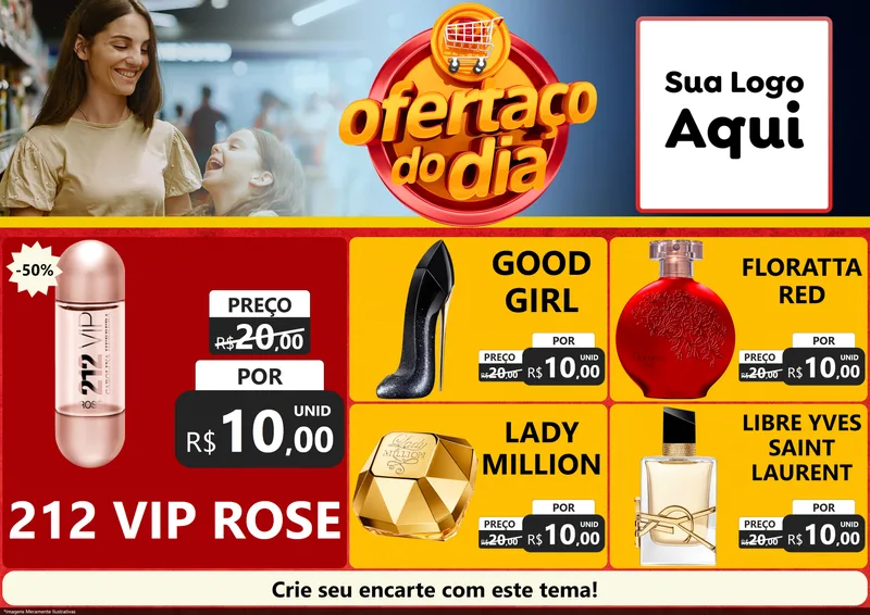 Modelo de Encarte para Encarte A4 Horizontal com o tema Ofertaço Do Dia para Perfumes