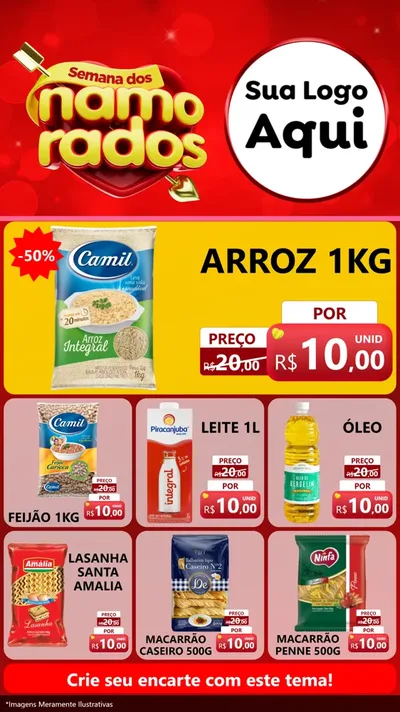 Modelo de Rede Social para Stories com o tema Semana dos namorados para Supermercado