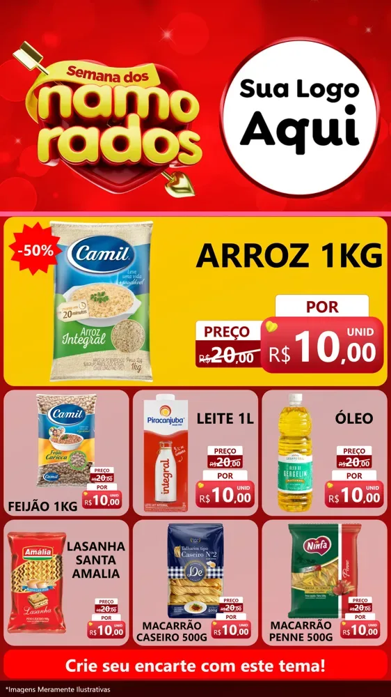 Modelo de Rede Social para Stories com o tema Semana dos namorados para Supermercado