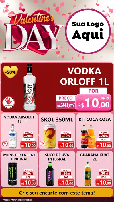 Modelo de Rede Social para Stories com o tema Valentine's Day para Distribuidora de bebidas