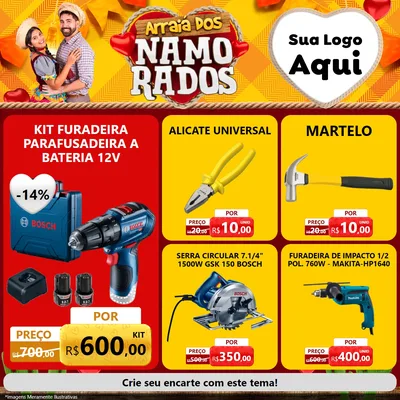 Modelo de Rede Social para Feed Facebook com o tema Arraiá dos Namorados para Maquinas e Ferramentas