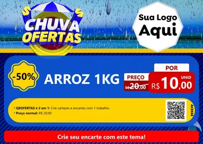 Modelo de Cartaz para Cartaz A4 Horizontal com o tema Chuva de Ofertas para Supermercado