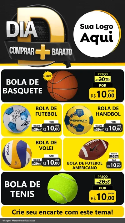 Modelo de TV para TV Vertical com o tema Dia D Mais Economia para Artigos Esportivos