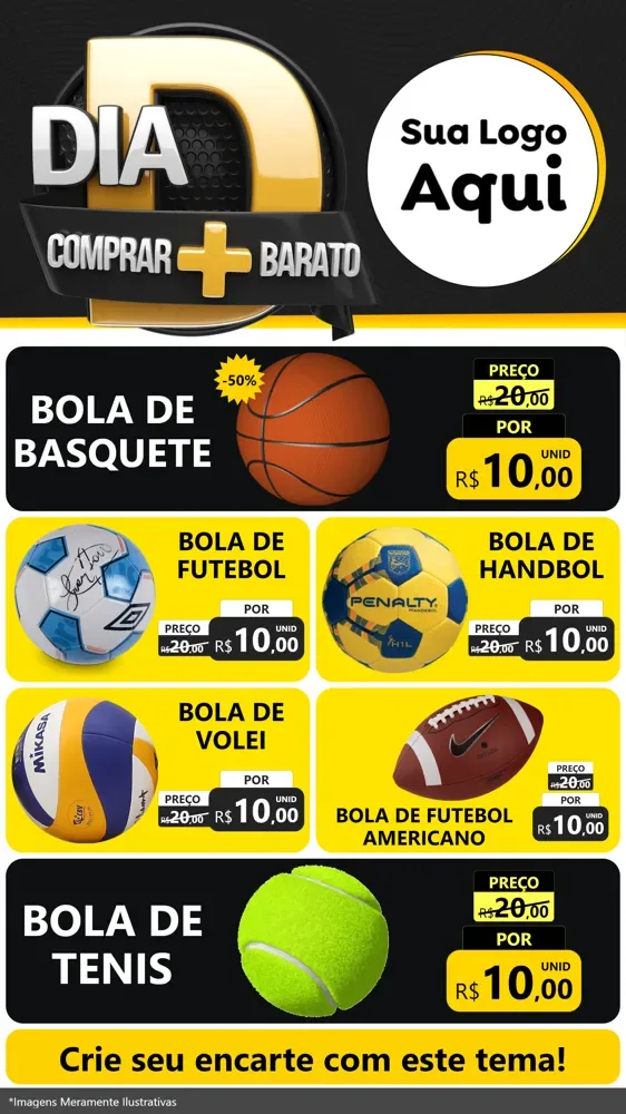 Modelo de TV para TV Vertical com o tema Dia D Mais Economia para Artigos Esportivos