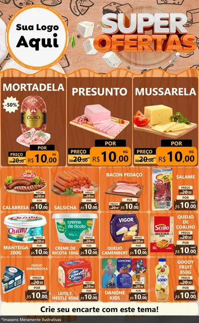 Modelo de Encarte para Encarte Grande com o tema Super Ofertas para Frios e Laticínios