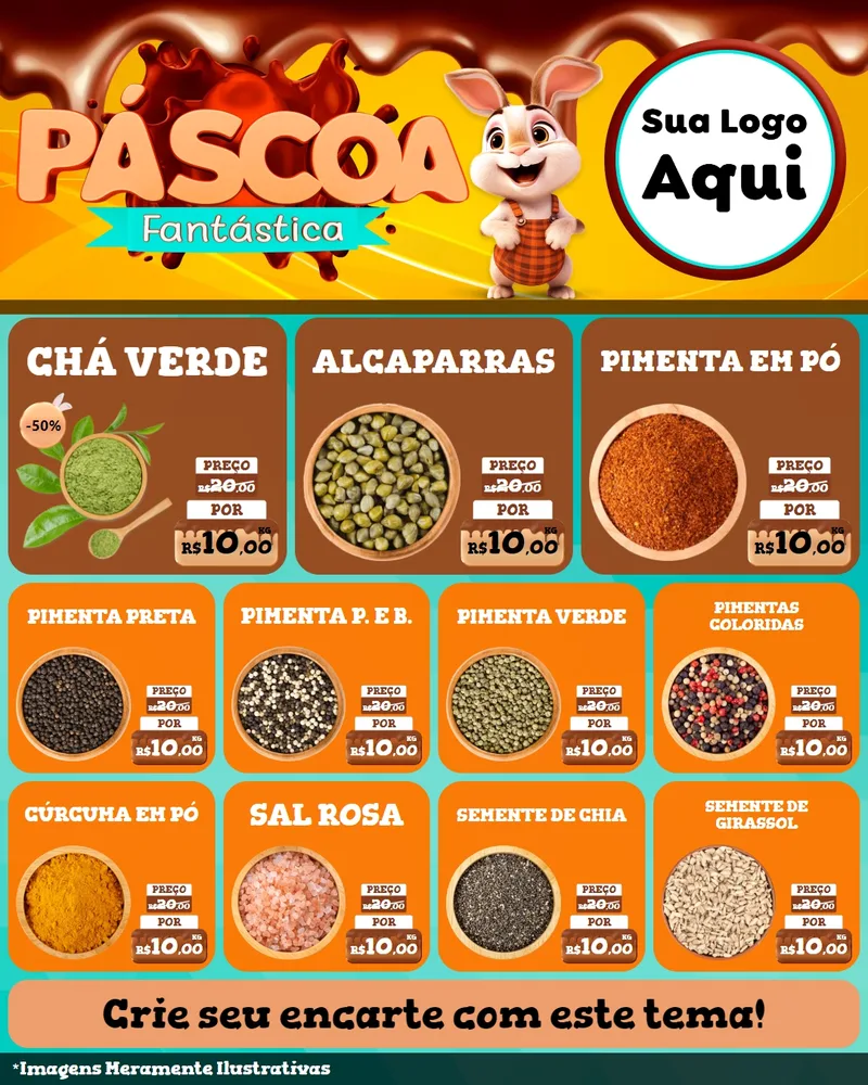 Modelo de Rede Social para Feed Instagram com o tema Páscoa Fantástica para Produtos Naturais