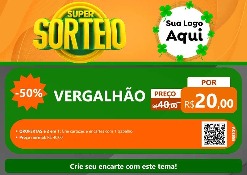 Modelo de Cartaz para Cartaz A4 Horizontal com o tema Super Sorteio para Ferragens
