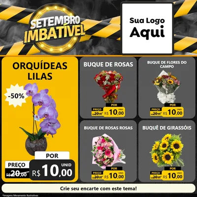 Modelo de Rede Social para Feed Facebook com o tema Setembro Imbatível para Floricultura e jardim
