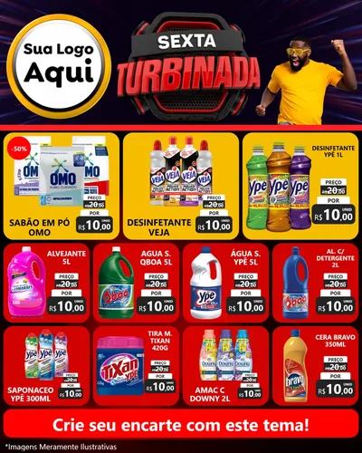 Modelo de Rede Social para Feed Instagram com o tema Sexta Turbinada para Produtos de Limpeza