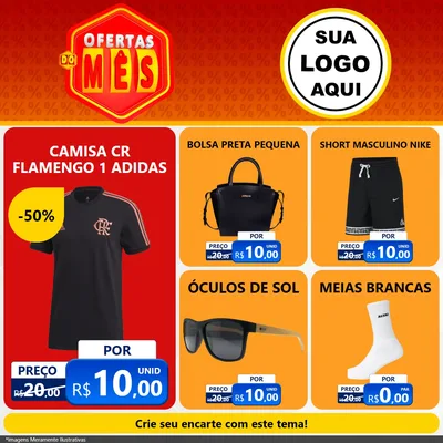 Modelo de Rede Social para Feed Facebook com o tema Ofertas do Mês para Roupas e acessórios