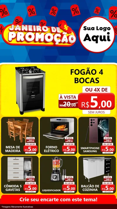 Modelo de Rede Social para Stories com o tema Janeiro de Promoção para Móveis e Eletro